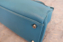 将图片加载到图库查看器，HERMES KELLY 32 Togo leather Blue jean □C刻印 Shoulder bag 600090210
