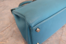 将图片加载到图库查看器，HERMES KELLY 32 Togo leather Blue jean □C刻印 Shoulder bag 600090210
