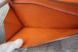 HERMES／エルメス ベアンスフレ ヴォーエプソン マンゴー □P刻印 財布 700090114