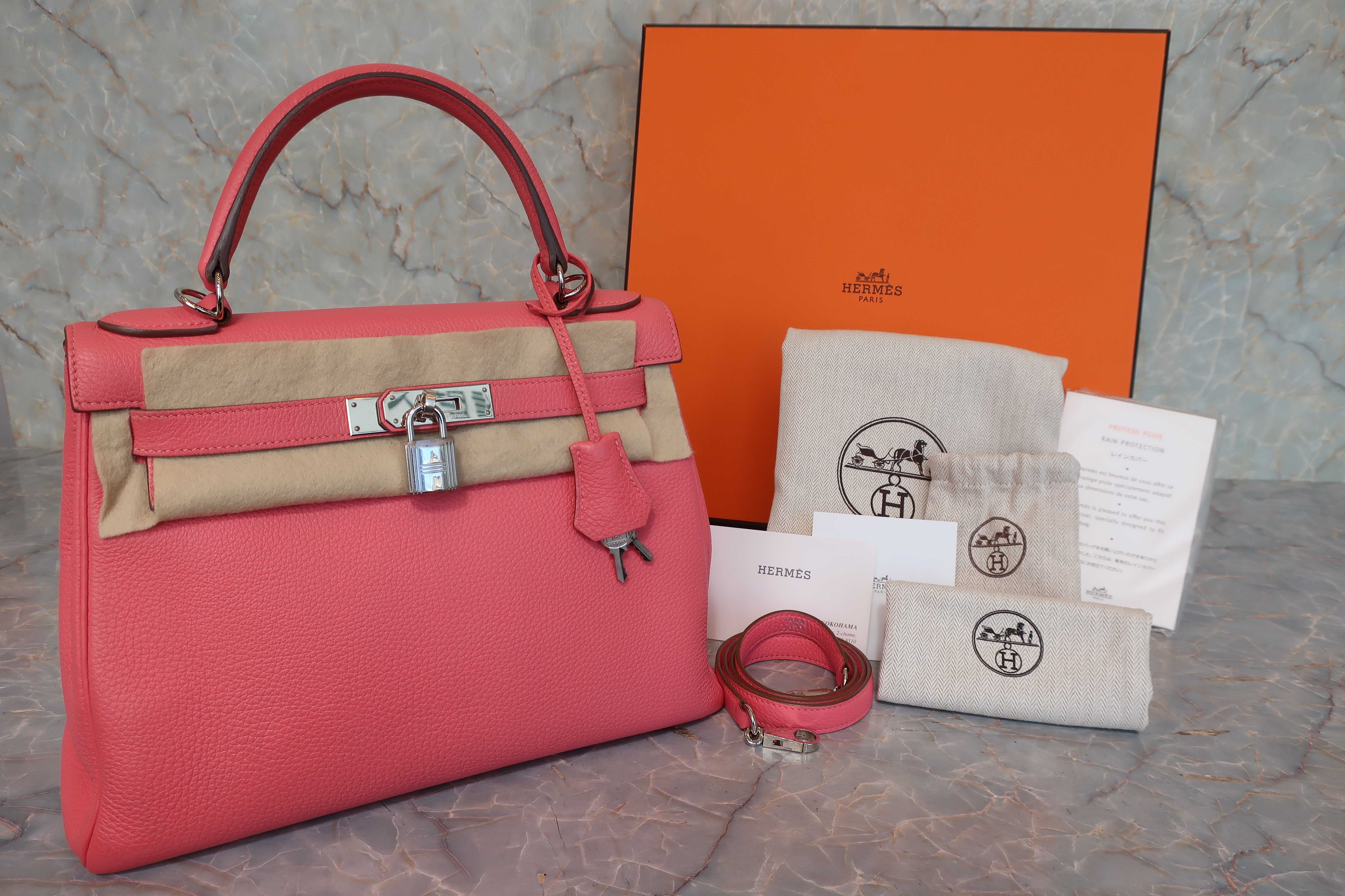 HERMES／エルメス ケリー28 トゴ ローズリップスティック □Q刻印