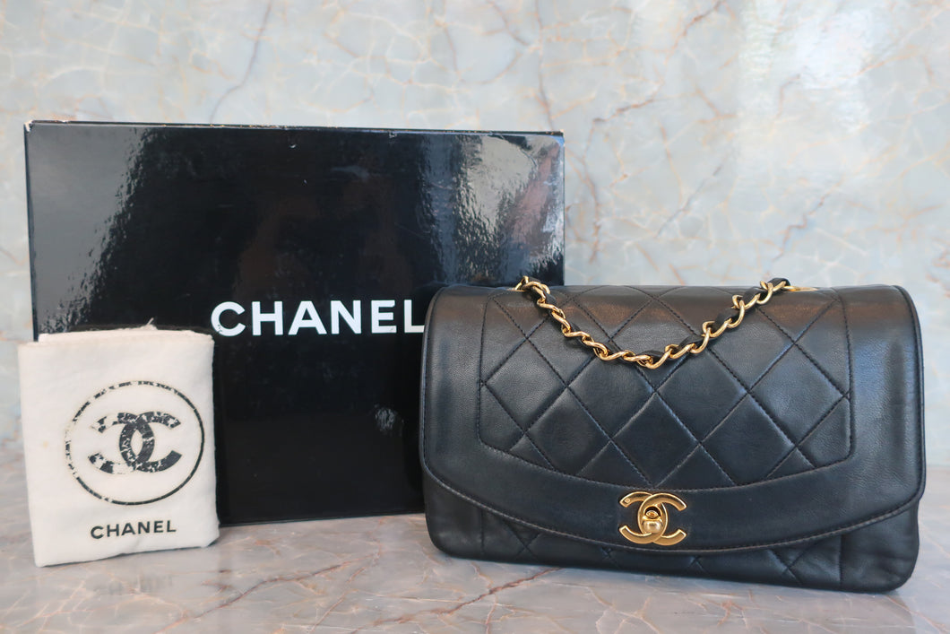 CHANEL/シャネル ダイアナマトラッセチェーンショルダーバッグ ラムスキン ブラック/ゴールド金具 ショルダーバッグ 600080068