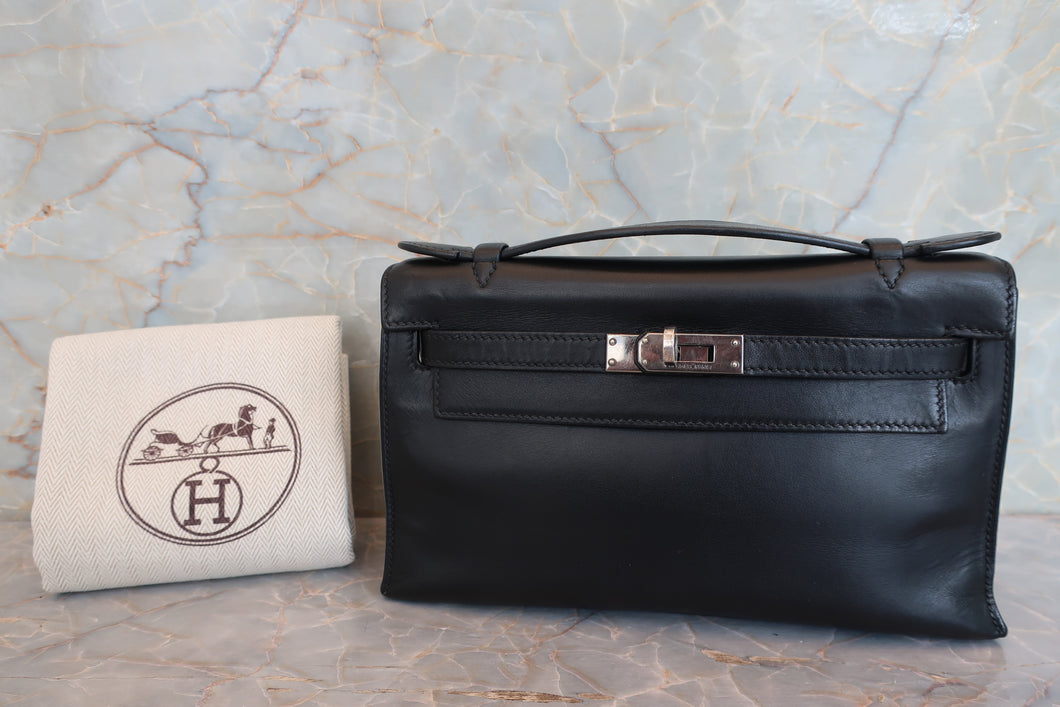 HERMES／エルメス ポシェットケリー ヴォーガリバー ブラック □H刻印 ハンドバッグ 700090083