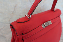 将图片加载到图库查看器，HERMES KELLY 32 Clemence leather Rouge casaque □Q刻印 Shoulder bag 600050104
