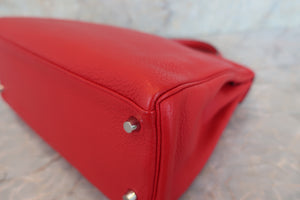 HERMES KELLY 32 Clemence leather Rouge casaque □Q Engraving Shoulder bag 600050104