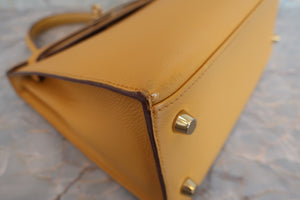 HERMES／エルメス ケリー25 ヴォーエプソン ジョーヌアンブル C刻印 ショルダーバッグ 700070009