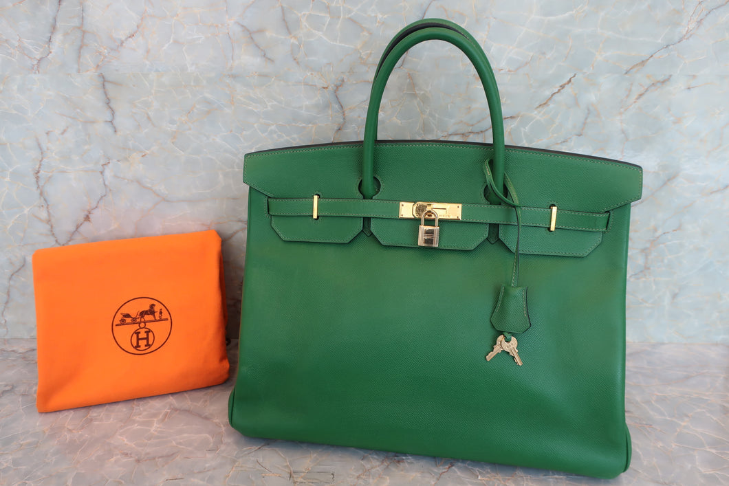 HERMES／エルメス バーキン40 クシュベル グリーン □B刻印 ハンドバッグ 700050010