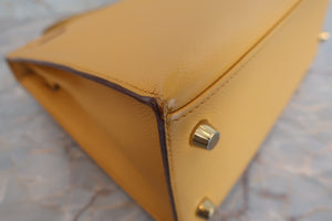 HERMES／エルメス ケリー25 ヴォーエプソン ジョーヌアンブル C刻印 ショルダーバッグ 700070009