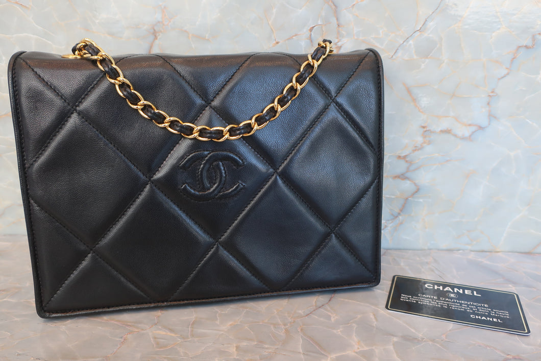 CHANEL/シャネル マトラッセチェーンショルダーバッグ ラムスキン ブラック/ゴールド金具 ショルダーバッグ 600080070