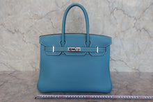 将图片加载到图库查看器，HERMES BIRKIN 30 Togo leather Blue jean □G刻印 Hand bag 800080216
