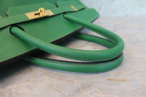 HERMES／エルメス バーキン40 クシュベル グリーン □B刻印 ハンドバッグ 700050010