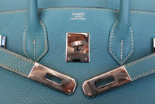 将图片加载到图库查看器，HERMES BIRKIN 30 Togo leather Blue jean □G刻印 Hand bag 800080216
