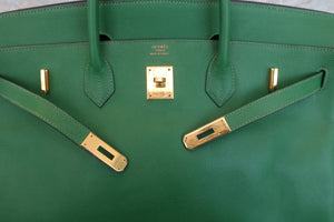 HERMES／エルメス バーキン40 クシュベル グリーン □B刻印 ハンドバッグ 700050010