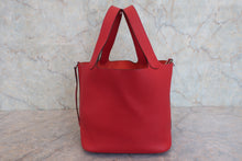 将图片加载到图库查看器，HERMES PICOTIN LOCK MM Clemence leather Rouge garance □H刻印 Hand bag 800030187
