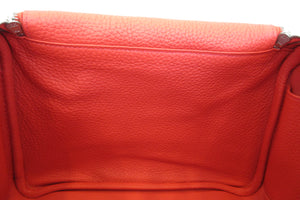 HERMES LINDY 26 Clemence leather Rouge tomate X Engraving Shoulder bag 700030204