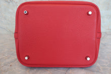 将图片加载到图库查看器，HERMES PICOTIN LOCK MM Clemence leather Rouge garance □H刻印 Hand bag 800030187
