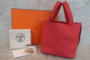 HERMES／エルメス ピコタンロックＭＭ トリヨンクレマンス ローズテキサス Z刻印 ハンドバッグ 500090190