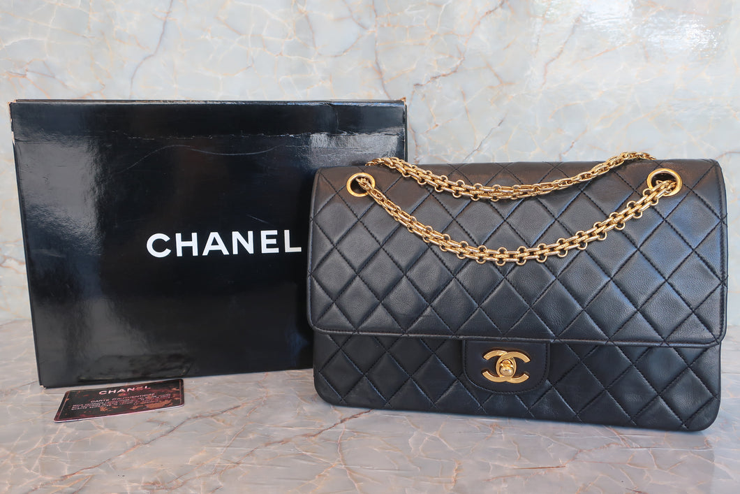 CHANEL/シャネル マトラッセＷフラップチェーンショルダーバッグ ラムスキン ブラック/ゴールド金具 ショルダーバッグ 600080144