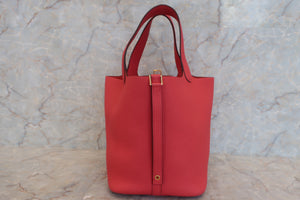 HERMES PICOTIN LOCK MM Clemence leather Rose texas Z刻印 Hand bag 500090190