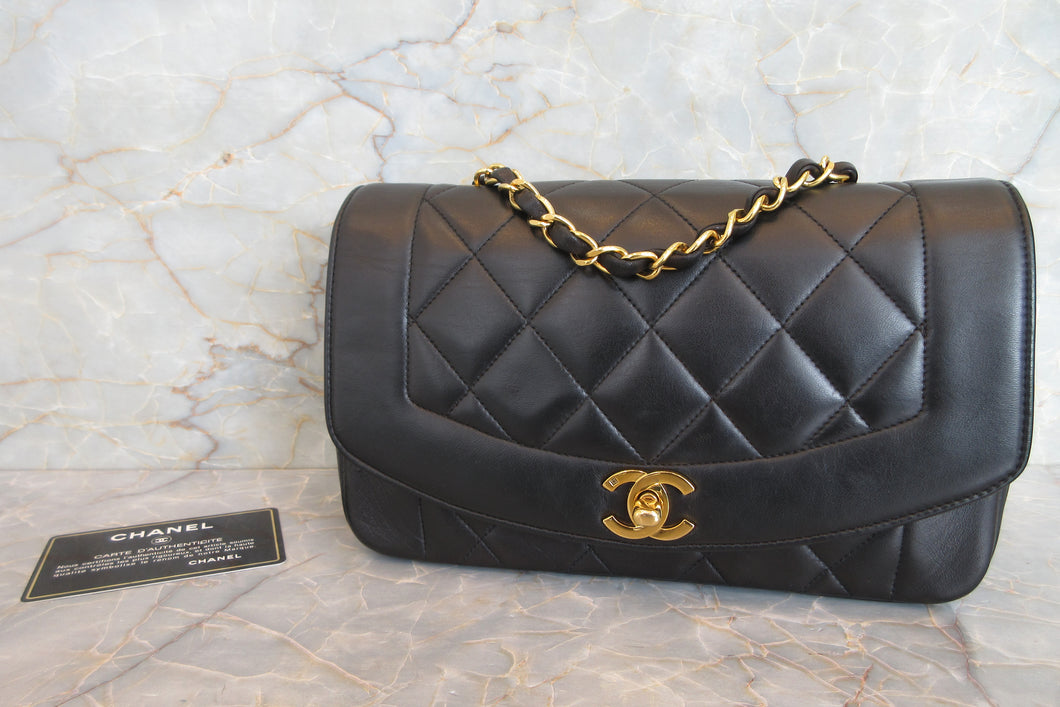 CHANEL/シャネル ダイアナマトラッセチェーンショルダーバッグ ラムスキン ブラック/ゴールド金具 ショルダーバッグ 700060147