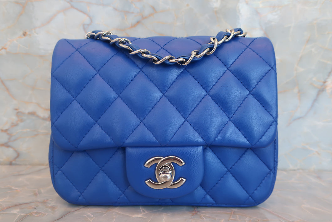 CHANEL/シャネル ミニマトラッセシングルフラップチェーンショルダーバッグ ラムスキン ブルー/シルバー金具 ショルダーバッグ 700060011