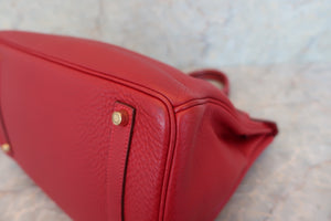 HERMES BIRKIN 35 Clemence leather Rouge garance □I Engraving Hand bag 600050227