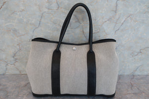 HERMES GARDEN PARTY PM Toile H/Leather Gray/Black □H刻印 Tote bag 600090154