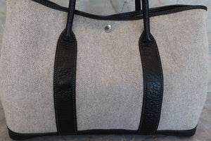 HERMES GARDEN PARTY PM Toile H/Leather Gray/Black □G刻印 Tote bag 600080086