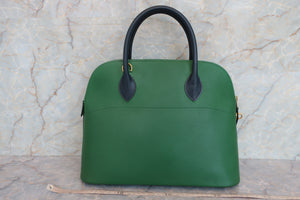 HERMES／エルメス ボリード35 クシュベル グリーン/ネイビー 〇Z刻印 ハンドバッグ 700060309