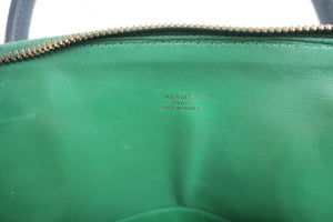 HERMES／エルメス ボリード35 クシュベル グリーン/ネイビー 〇Z刻印 ハンドバッグ 700060309