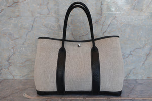 HERMES GARDEN PARTY PM BOLDIC Toile H/Leather Gray/Black Tote bag 600080089