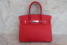 將圖片載入圖庫檢視器 HERMES／エルメス バーキン30 ヴォーエプソン ルージュカザック □P刻印 ハンドバッグ 700060253
