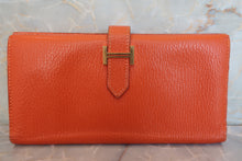 将图片加载到图库查看器，HERMES Bearn classic Chevre myzore goatskim Orange □G刻印 Wallet 600080094
