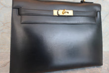 將圖片載入圖庫檢視器 HERMES／エルメス ケリー32 ボックスカーフ ブラック ショルダーバッグ 700060289
