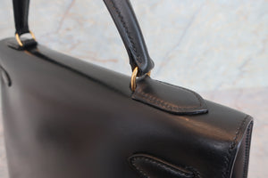 HERMES／エルメス ケリー32 ボックスカーフ ブラック ショルダーバッグ 700060289