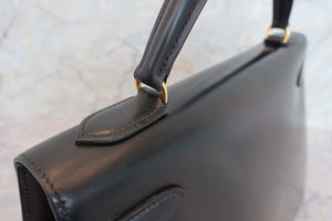 HERMES／エルメス ケリー32 ボックスカーフ ブラック ショルダーバッグ 700060289