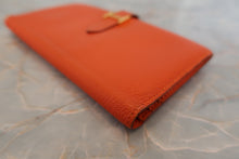 将图片加载到图库查看器，HERMES Bearn classic Chevre myzore goatskim Orange □G刻印 Wallet 600080094
