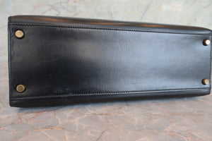 HERMES／エルメス ケリー32 ボックスカーフ ブラック ショルダーバッグ 700060289