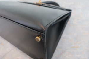 HERMES／エルメス ケリー32 ボックスカーフ ブラック ショルダーバッグ 700060289