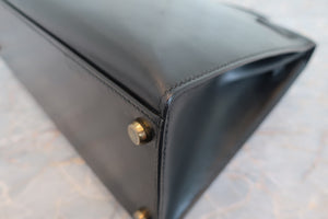 HERMES／エルメス ケリー32 ボックスカーフ ブラック ショルダーバッグ 700060289