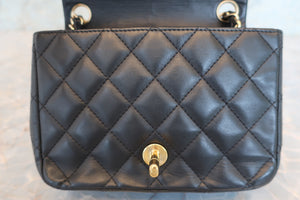 CHANEL/シャネル ミニマトラッセチェーンショルダーバッグ ラムスキン ブラック/ゴールド金具 ショルダーバッグ 700090095