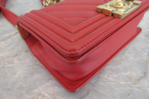 CHANEL/シャネル ボーイシャネル チェーンショルダーバッグ ラムスキン レッド/ゴールド金具 ショルダーバッグ 700060077