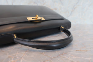 HERMES／エルメス ケリー32 ボックスカーフ ブラック ショルダーバッグ 700060289