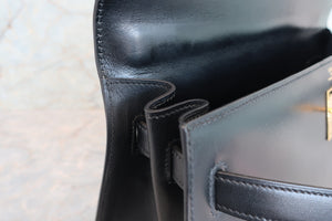 HERMES／エルメス ケリー32 ボックスカーフ ブラック ショルダーバッグ 700060289