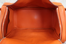 将图片加载到图库查看器，HERMES LINDY 30 Clemence leather Orange X刻印 Shoulder bag 800050097
