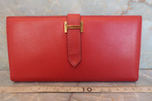 将图片加载到图库查看器，HERMES Bearn classic Box carf leather Sanguine C刻印 Wallet 600080093
