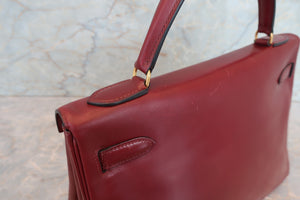 HERMES／エルメス ケリー32 ボックスカーフ ルージュアッシュ 〇N刻印 ハンドバッグ 700080042