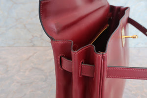 HERMES／エルメス ケリー32 ボックスカーフ ルージュアッシュ 〇N刻印 ハンドバッグ 700080042