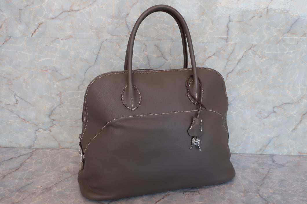 HERMES BOLIDE RELAX 40 Sikkim leather Etain □P刻印 Hand bag 600080110