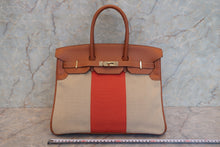 画像をギャラリービューアに読み込む, HERMES／エルメス バーキン35 バレニア/トワルアッシュ フィセル/パプリカ/フォーブ □R刻印 ハンドバッグ 800010006
