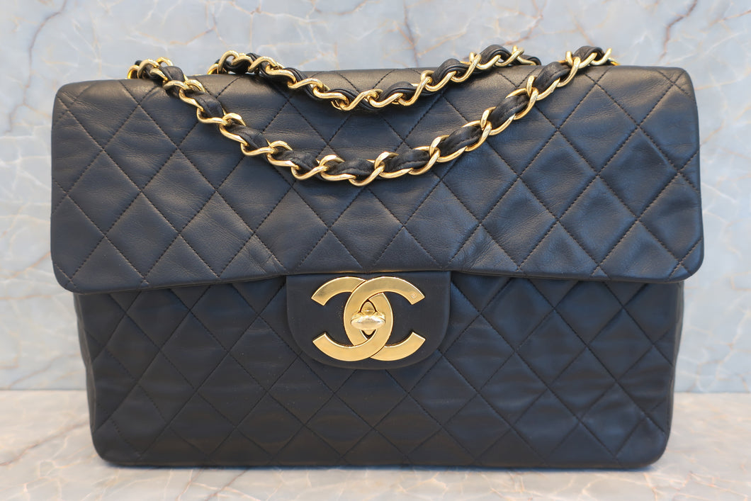 CHANEL/シャネル デカマトラッセシングルフラップチェーンショルダーバッグ ラムスキン ブラック/ゴールド金具 ショルダーバッグ 600100152